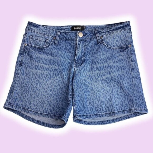 NANETTE LEPORE Animal Print Denim Short Sz 8 - Picture 1 of 5
